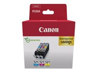 Canon CLI-521 C/M/Y Multi pack - 3 pakker - 9 ml - gul, cyan, magenta - original - boks - blækbeholder - for PIXMA iP3600, iP4700, MP540, MP550, MP560, MP620, MP630, MP640, MP980, MP990, MX860, MX870 2934B015