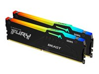 Kingston FURY Beast RGB - DDR5 - sæt - 64 GB: 2 x 32 GB - DIMM 288-PIN - 5600 MT/s / PC5-44800 - CL40 - 1.25 V - ikke bufferet - on-die ECC KF556C40BBAK2-64