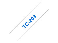 Brother - Hvid, blå - Rulle (1,2 cm x 7,7 m) 1 stk. printerbånd - for P-Touch PT-15, PT-20, PT-2000, PT-3000, PT-500, PT-5000, PT-6, PT-8, PT-8E TC203