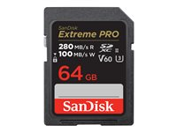 SanDisk Extreme Pro - Flashhukommelseskort - 64 GB - Video Class V60 / UHS-II U3 / Class10 - SDXC UHS-II SDSDXEP-064G-GN4IN