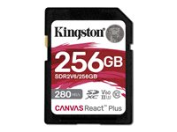 Kingston Canvas React Plus - Flashhukommelseskort - 256 GB - Video Class V60 / UHS-II U3 / Class10 - SDXC UHS-II SDR2V6/256GB