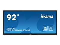 iiyama ProLite TE9218UWI-B1AG - 92" Diagonal klasse (91.5" til at se) LED-bagbelyst LCD paneldisplay - interaktiv digital skiltning - med berøringsskærm (multiberøring)/valgfri slot-in PC-kapacitet - 5K UHD (2160p) 5120 x 2160 - sort kant med mat finish TE9218UWI-B1AG