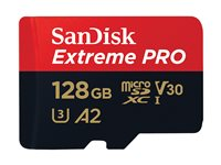 SanDisk Extreme Pro - Flashhukommelseskort (microSDXC til SD adapter inkluderet) - 128 GB - A2 / Video Class V30 / UHS-I U3 / Class10 - microSDXC UHS-I SDSQXCD-128G-GN6MA