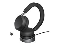 Jabra Evolve2 75 - Headset - på øret - Bluetooth - trådløs - aktiv støjfjerning - USB-C - støjisolerende - sort - Optimeret til UC 27599-989-889