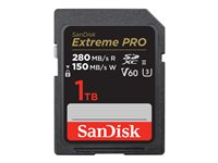 SanDisk Extreme Pro - Flashhukommelseskort - 1 TB - Video Class V60 / UHS-II U3 / Class10 - SDXC UHS-II SDSDXEP-1T00-GN4IN