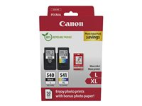Canon PG-540L/CL-541XL Photo Value Pack - Skinnende - 2 pakker - Højtydende - sort, farve (cyan, magenta, gul) - original - hængekasse - blækbeholder / papirsæt - for PIXMA MG3250, MG3550, MG3650, MG4250, MX395, MX455, MX475, MX525, MX535, TS5150, TS5151 5224B012