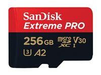 SanDisk Extreme Pro - Flashhukommelseskort (microSDXC til SD adapter inkluderet) - 256 GB - A2 / Video Class V30 / UHS-I U3 / Class10 - microSDXC UHS-I SDSQXCD-256G-GN6MA