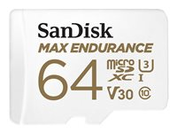 SanDisk Max Endurance - Flashhukommelseskort (microSDXC til SD adapter inkluderet) - 64 GB - Video Class V30 / UHS-I U3 / Class10 - microSDXC UHS-I SDSQQVR-064G-GN6IA