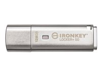 Kingston IronKey Locker+ 50 - USB flashdrive - krypteret - 128 GB - USB 3.2 Gen 1 IKLP50/128GB