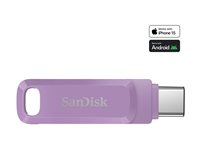 SanDisk Ultra Dual Drive Go - USB flashdrive - 128 GB - USB 3.2 Gen 1 / USB-C - lavendelfarvet SDDDC3-128G-G46L