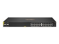 HPE Aruba 6100 24G Class4 PoE 4SFP+ - Switch - Administreret - 24 x 10/100/1000 (PoE+) + 4 x 1 Gigabit / 10 Gigabit SFP+ - side til side-luftstrøm - monterbar på stativ - PoE+ (370 W) JL677A