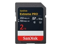 SanDisk Extreme Pro - Flashhukommelseskort - 2 TB - Video Class V30 / UHS-I U3 / Class10 - SDXC UHS-I SDSDXXD-2T00-GN4IN