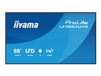 iiyama ProLite LE9864UHS-B1AG - 98" Diagonal klasse (97.5" til at se) LED-bagbelyst LCD paneldisplay - digital skiltning - med indbygget SoC medieafspiller - 4K UHD (2160p) 3840 x 2160 - sort kant med mat finish LE9864UHS-B1AG