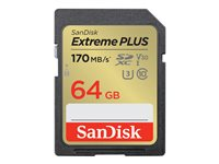 SanDisk Extreme PLUS - Flashhukommelseskort - 64 GB - UHS-I U3 / Class10 - SDXC UHS-I SDSDXW2-064G-GNCIN