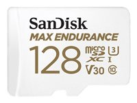 SanDisk Max Endurance - Flashhukommelseskort (microSDXC til SD adapter inkluderet) - 128 GB - Video Class V30 / UHS-I U3 / Class10 - microSDXC UHS-I SDSQQVR-128G-GN6IA