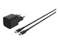 Belkin BoostCharge - Strømforsyningsadapter - PPS-teknologi - 25 Watt - PD 3.1/PPS, Fast Charge (USB-C) - på kabel: USB-C - med USB-C-kabel (1 m) WCA012KQ1MBK-B6