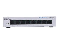 Cisco Business 110 Series 110-8T-D - Switch - ikke administreret - 8 x 10/100/1000 - monterbar på stativ, desktop, væg-monterbar - DC strøm CBS110-8T-D-EU