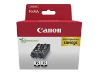 Canon PGI-35BK Twin Pack - 2 pakker - 9.3 ml - sort - original - hængekasse - blækbeholder - for PIXMA iP100 with battery, iP110, iP110w, TR150 with Battery Pack 1509B029