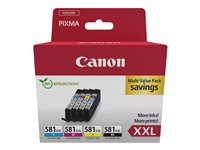 Canon CLI-581XXL C/M/Y/BK Multi Pack - 4 pakker - 11.7 ml - Størrelse XXL - sort, gul, cyan, magenta - original - boks - blækbeholder - for PIXMA TS6251, TS6350, TS6351, TS705, TS8252, TS8350, TS8351, TS8352, TS9550, TS9551 1998C007