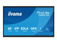 iiyama ProLite TE8615A-B1AG - 86" Diagonal klasse (85.6" til at se) LED-bagbelyst LCD paneldisplay - interaktiv digital skiltning - med berøringsskærm (multi touch) / 8-mikrofonarray / valgfri slot-in PC-funktionalitet - 4K UHD (2160p) 3840 x 2160 - sort (kant), mat finish - med iiyama WiFi-modul (OWM002) TE8615A-B1AG