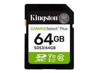 Kingston Canvas Select Plus - Flashhukommelseskort - 64 GB - Video Class V10 / UHS-I U1 / Class10 - SDXC UHS-I SDS3/64GB