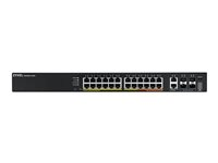 Zyxel XGS2220 Series XGS2220-30HP - Switch - 24-port GbE L3 adgang, NebulaFLEX Cloud, med 6 10G uplink - Administreret - 16 x 10/100/1000 (PoE+) + 8 x 10/100/1000 (PoE++) + 2 x 1/2.5/5/10 (PoE++) + 4 x 10 Gigabit SFP+ - desktop, monterbar på stativ - PoE++ (400 W) XGS2220-30HP-EU0101F