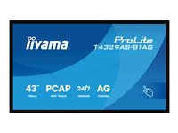 iiyama ProLite T4329AS-B1AG - 43" Diagonal klasse (42.5" til at se) LED-bagbelyst LCD paneldisplay - digital skiltning - med berøringsskærm (multi-berøring) - 4K UHD (2160p) 3840 x 2160 - Direct LED - sort (kant), mat finish T4329AS-B1AG