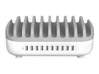Compulocks 10 Ports USB Charging Dock Station With UK Plug - Opladningsstation - 120 Watt - 2.4 A - 10 output-stikforbindelser (USB) - United Kingdom 10PUSBDKS-UK