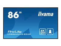 iiyama ProLite LH8664UHS-B2AG - 86" Diagonal klasse (85.6" til at se) LED-bagbelyst LCD paneldisplay - digital skiltning - med indbygget SoC medieafspiller - Android - 4K UHD (2160p) 3840 x 2160 - sort LH8664UHS-B2AG