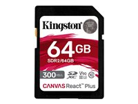 Kingston Canvas React Plus - Flashhukommelseskort - 64 GB - Video Class V90 / UHS-II U3 / Class10 - SDXC UHS-II SDR2/64GB
