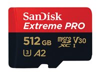SanDisk Extreme Pro - Flashhukommelseskort (microSDXC til SD adapter inkluderet) - 512 GB - A2 / Video Class V30 / UHS-I U3 / Class10 - microSDXC UHS-I SDSQXCD-512G-GN6MA