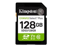 Kingston Canvas Select Plus - Flashhukommelseskort - 128 GB - Video Class V10 / UHS-I U1 / Class10 - SDXC UHS-I SDS3/128GB