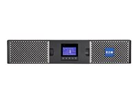 Eaton 9PX 1500i RT2U - UPS (stativ-monterbar / ekstern) - AC 200/208/220/230/240 V - 1500 Watt - 1500 VA - 1-faset - RS-232, USB - output-stikforbindelser: 8 - PFC - 2U - 19" - sort/sølv 9PX1500IRT2U-L