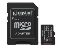 Kingston Canvas Select Plus - Flashhukommelseskort (microSDXC til SD adapter inkluderet) - 64 GB - A1 / Video Class V10 / UHS-I U1 / Class10 - microSDXC UHS-I SDCS3/64GB