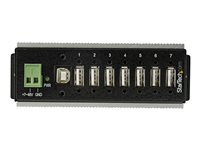 StarTech.com 7 Port USB 2.0 Hub, Metal Industrial USB-A Hub (7x USB-A) with ESD & Surge Protection, Extended Operating Temp -40 to 185°F, Din Rail/Wall/Desk Mountable, USB Expander, Rugged - Windows/macOS/Linux (HB20A7AME) - Hub - 7 x USB 2.0 - DIN monterbar på skinne - DC strøm - TAA-kompatibel - for P/N: ITB20D3250 HB20A7AME