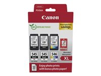 Canon PG-545 XL/CL-546XL Photo Value Pack - 3 pakker - sort, farve (cyan, magenta, gul) - original - blækpatron/papirsæt - for P/N: 0727C068, 727C076 8286B015