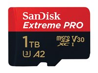 SanDisk Extreme Pro - Flashhukommelseskort (microSDXC til SD adapter inkluderet) - 1 TB - A2 / Video Class V30 / UHS-I U3 / Class10 - microSDXC UHS-I SDSQXCD-1T00-GN6MA