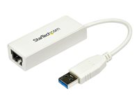 StarTech.com USB 3.0 to Gigabit Ethernet Network Adapter - 10/100/1000 NIC - USB to RJ45 LAN Adapter for PC Laptop or MacBook (USB31000SW) - Netværksadapter - USB 3.0 - Gigabit Ethernet - hvid USB31000SW