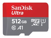 SanDisk Ultra - Flashhukommelseskort (microSDXC til SD adapter inkluderet) - 512 GB - A1 / UHS Class 1 / Class10 - microSDXC UHS-I SDSQUAC-512G-GN6FA