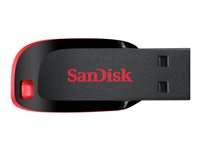 SanDisk Cruzer Blade - USB flashdrive - 128 GB - USB - sort, rød SDCZ50-128G-B35