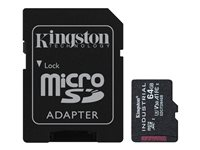 Kingston Industrial - Flashhukommelseskort (microSDXC til SD adapter inkluderet) - 64 GB - A1 / Video Class V30 / UHS-I U3 / Class10 - microSDXC UHS-I SDCIT2/64GB