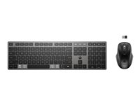 HP 725 - Sæt med mus og tastatur - multi-enhed, genopladelig, drevet af superkondensator - full size - trådløs - 2.4 GHz, Bluetooth - Pan Nordic - nattesort - Smart Buy 9T5B0UT#UUW