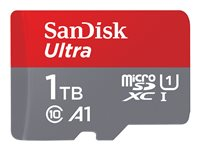 SanDisk Ultra - Flashhukommelseskort (microSDXC til SD adapter inkluderet) - 1 TB - A1 / UHS Class 1 / Class10 - microSDXC UHS-I SDSQUAC-1T00-GN6MA