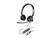 HP Poly Blackwire 3320 - Blackwire 3300 series - headset - på øret - kablet - USB-C - sort - UC-certificeret 8X219AA