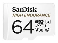 SanDisk High Endurance - Flashhukommelseskort (microSDXC til SD adapter inkluderet) - 64 GB - Video Class V30 / UHS-I U3 / Class10 - microSDXC UHS-I SDSQQNR-064G-GN6IA