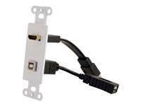 C2G HDMI and USB Pass Through Wall Plate - Monteringsplade - HDMI, USB Type A - hvid 39702