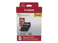 Canon CLI-526 C/M/Y/BK Photo Value Pack - 4 pakker - 9 ml - gul, cyan, magenta, sort - original - boks - blækbeholder / papirsæt - for PIXMA iP4950, iX6550, MG5250, MG5350, MG6150, MG6250, MG8150, MG8250, MX715, MX885, MX895 4540B019