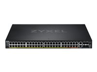 Zyxel XGS2220 Series XGS2220-54HP - Switch - 48-port GbE L3 adgang, NebulaFLEX Cloud, med 6 10G uplink - Administreret - 40 x 10/100/1000 (PoE+) + 8 x 10/100/1000 (PoE++) + 2 x 1/2.5/5/10 (PoE++) + 4 x 10 Gigabit SFP+ - desktop, monterbar på stativ - PoE++ (600 W) XGS2220-54HP-EU0101F