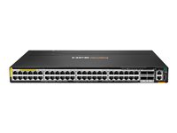 HPE Aruba Networking CX 6300M 48p SR10 1G/2.5G/5G/10G PTP/AVB Class8 PoE 4p 100G MACsec Switch - Switch - kun vandret overflademontering - L3 - Administreret - 48 x 100/1000/2.5G/5G/10GBase-T (PoE++) + 4 x 10 Gigabit / 25 Gigabit / 40 Gigabit / 100 Gigabit QSFP28 (uplink) - front og side til ryg - monterbar på stativ - PoE++ (2640 W) S0E91A