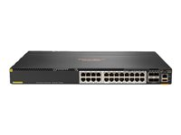 HPE Aruba Networking 6300M 24p Smart Rate 1G/2.5G/5G Class6 PoE 4p SFP56 50G TAA Switch - Switch - Max. Stacking Distance 10 km - L3 - Administreret - 48 x 100/1000/2.5G/5G (4PPoE) + 4 x 1 Gigabit/10 Gigabit/25 Gigabit/50 Gigabit SFP56 (uplink/stacking) - front og side til ryg - monterbar på stativ - 4PPoE (1440 W) - TAA-kompatibel S0G05A